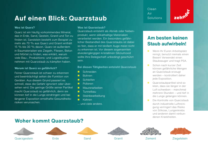 Quarzstaub auf einen Blick