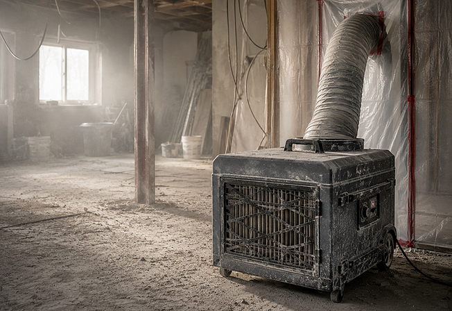 Air scrubber in use Air scrubber in use