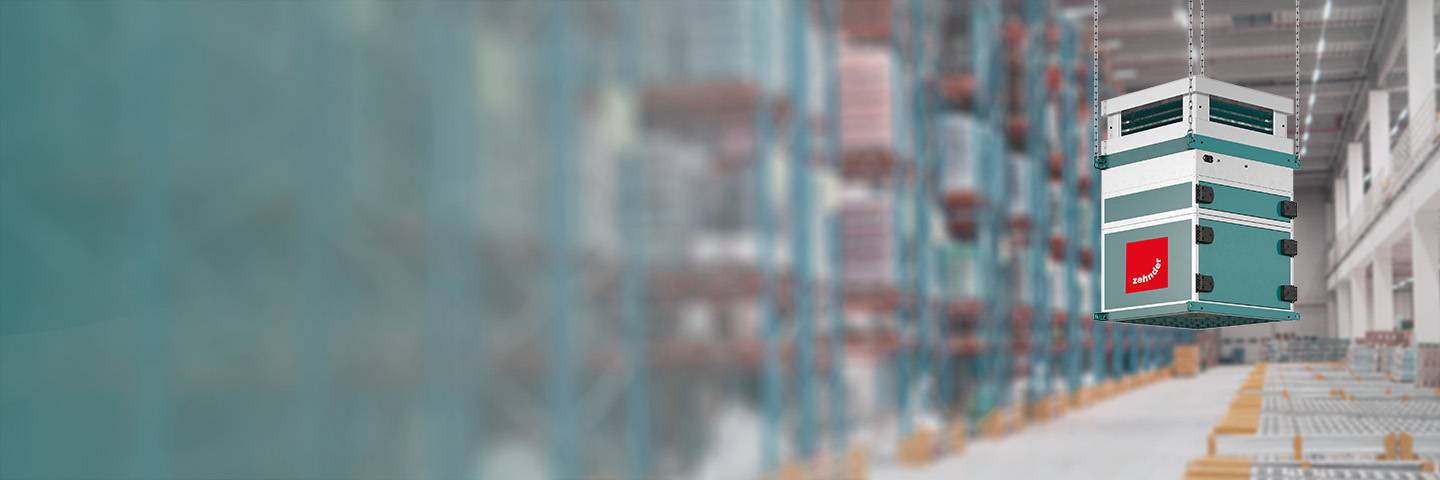 Zehnder Luftreiniger in einem Logistiklager installiert