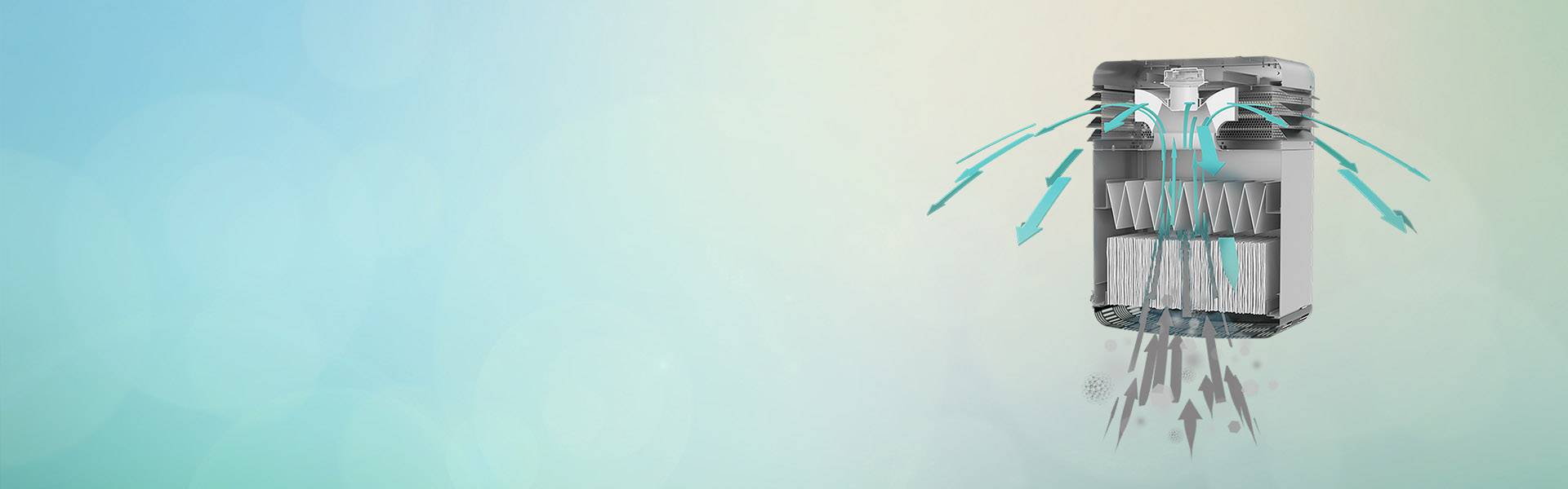 Air cleaning unit filtering polluted air 