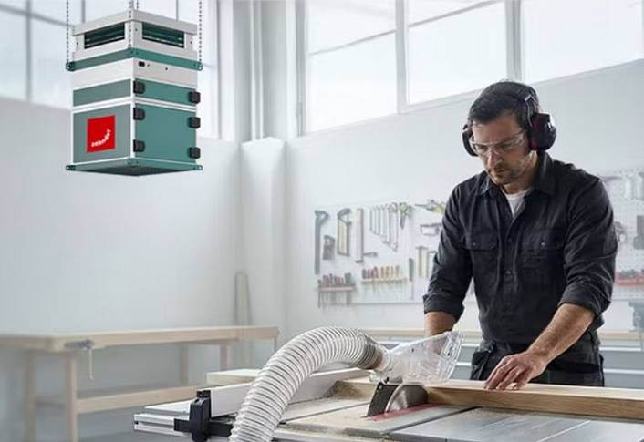 Anteprima: Estrattore di polvere industriale Zehnder in uno stabilimento produttivo