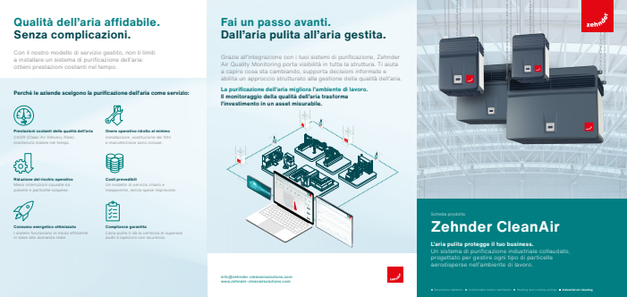 Sistema filtraggio aria Zehnder CleanAir