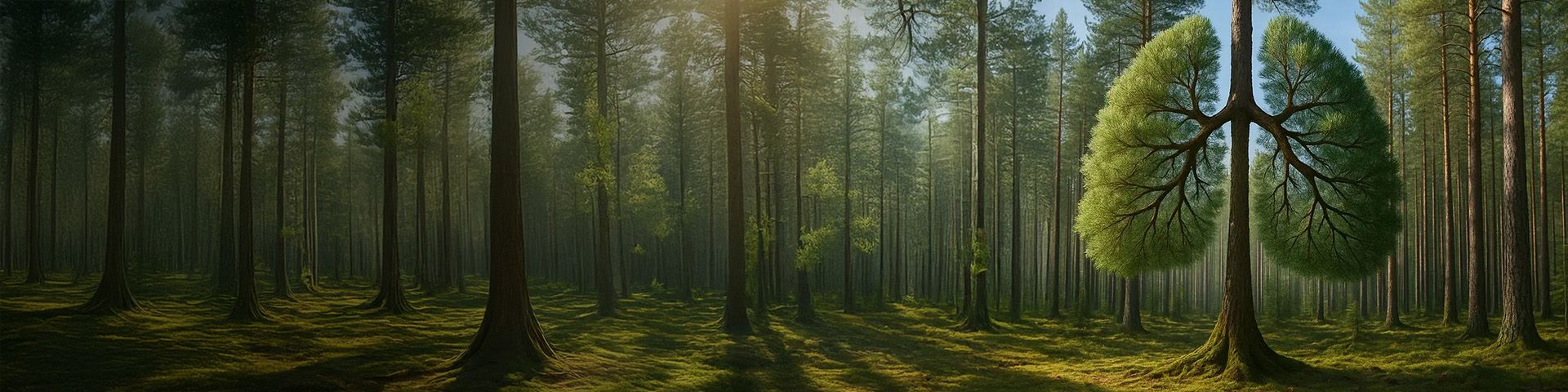 Forest with a tree in shape of a lung