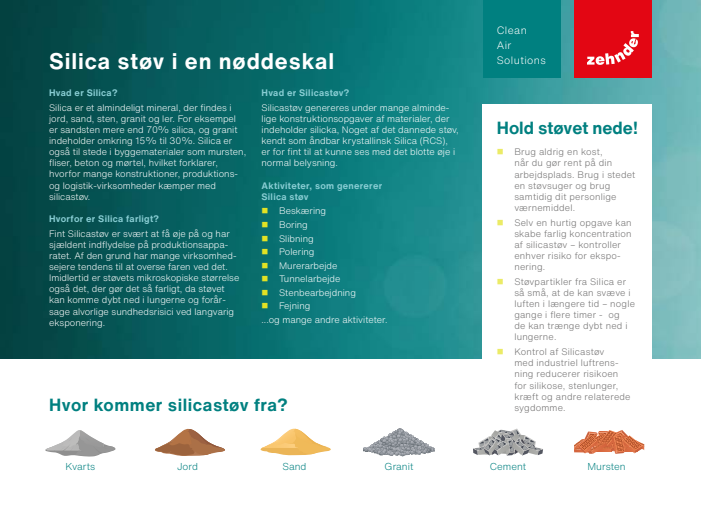 Silica støv i en nøddeskal