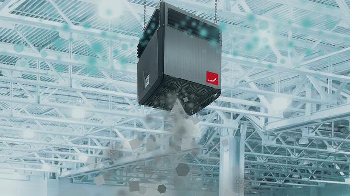 Purificatore d'aria industriale Zehnder in uno stabilimento produttivo