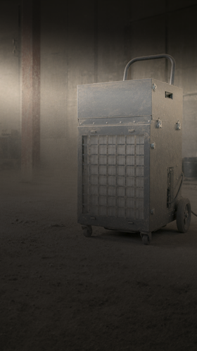 Air scrubber covered in dust Air scrubber covered in dust