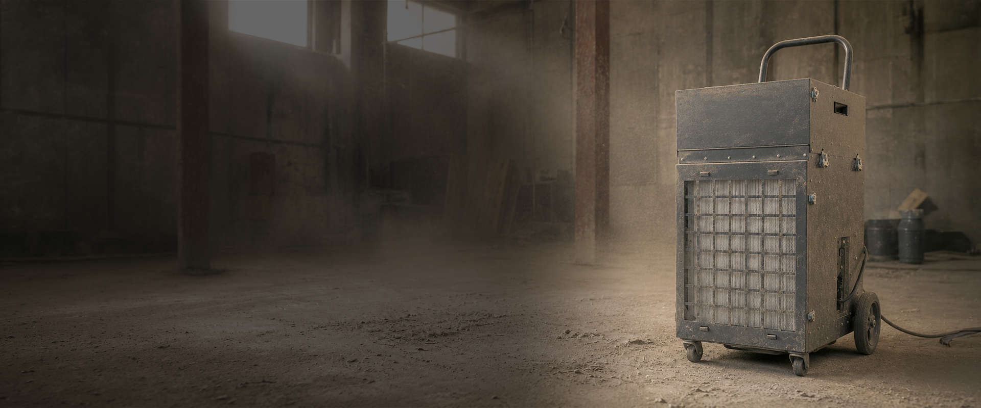 Air scrubber covered in dust Air scrubber covered in dust