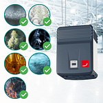 Removes all particles – fine to large CleanAir with a list of particles that can be filtered